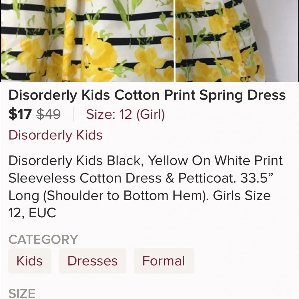 Disorderly Kids Sleeveless Cotton Print Dress Sz12